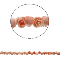 perle de coquillage teint, géant cannelé, fleur, normes différentes pour le choix & disposé en couche, rose coquille Environ 2mm, Vendu par brin