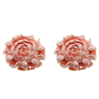 Рифленый Гигантский подвеска, морское ушко, Форма цветка, слоенная, цвет розовая ракушка отверстие:Приблизительно 1mm, продается PC
