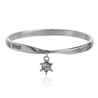 Zinc Alloy Bangle, There's no better friend than my mum, antique silver color plated, charm bracelet & Mother Day Jewelry & with letter pattern & with rhinestone, nickel, lead & cadmium free, 65mm, Inner Approx 60mm Approx 7 Inch 