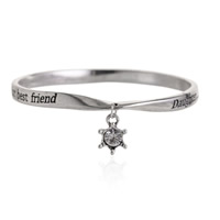 Zinc Alloy Bangle, Daughter, another word for best friend, antique silver color plated, charm bracelet & with letter pattern & with rhinestone, nickel, lead & cadmium free, 65mm, Inner Approx 60mm Approx 7 Inch 