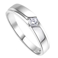 Cubic Zirconia Sterling Silver Finger Ring, 925 Sterling Silver & for man & with cubic zirconia, 5mm 