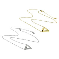 Edelstahl Schmuck Halskette, mit Verlängerungskettchen von 2lnch, Dreieck, plattiert, Oval-Kette, keine, 19x19x4mm, 8.5x6mm, 2x1.5mm, Länge:ca. 16 ZollInch, verkauft von Strang