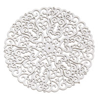 Filigree Stainless Steel Stampings, Flat Round, flat back, original color 