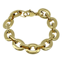 Bracelets en acier inoxydable, Placage de couleur d'or Environ 7 pouce, Vendu par brin