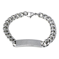 Stainless Steel Chain Bracelets, curb chain, original color  Approx 7 Inch 