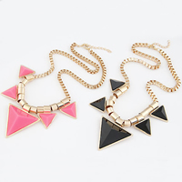 Resin Zinc Alloy Necklace, with Resin, Triangle, gold color plated, box chain & faceted 