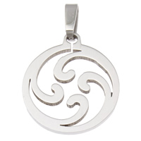 Stainless Steel Pendants, Flat Round, original color Approx 