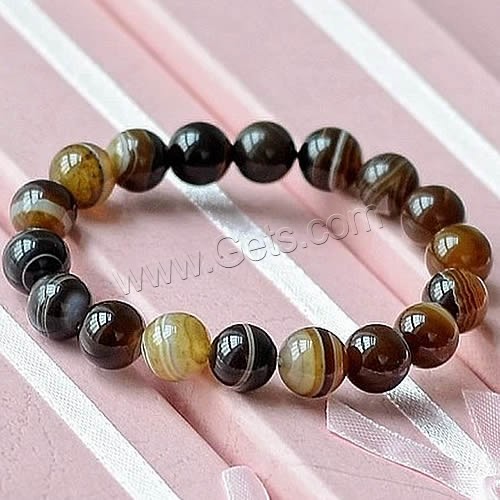 Lace Agate Bracelets, Round, different size for choice, coffee color, Length:Approx 7.5 Inch, Sold By Strand