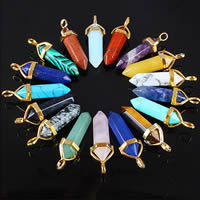 Gemstone Brass Pendants, with Brass, pendulum, gold color plated, natural 35- Approx 