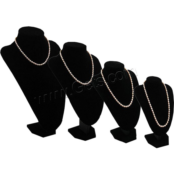 Velvet Necklace Display, Velveteen, with Wood, different size for choice, black, Sold By PC