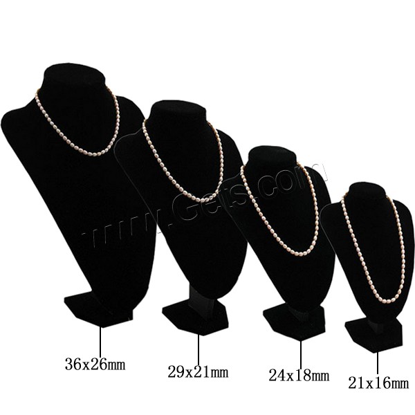 Velvet Necklace Display, Velveteen, with Wood, different size for choice, black, Sold By PC