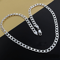 Латунь цепи ожерелье, плакированный настоящим серебром, различной длины для выбора & Снаряженная цепь, 6mm, продается Strand