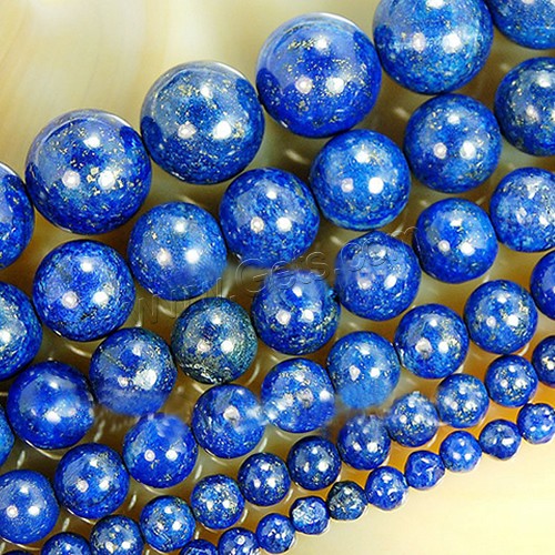 Perles de pierre lasurite naturelles, lapis lazuli naturel, Rond, normes différentes pour le choix, Trou:Environ 1-2mm, Longueur:Environ 15 pouce, Vendu par brin