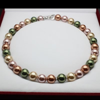 Ожерелье из ракушки Южного моря, южноморская ракушка, латунь раскладывающейся застежкой, Круглая, натуральный, разный размер для выбора, разноцветный, длина:Приблизительно 17.5 дюймовый, продается Strand