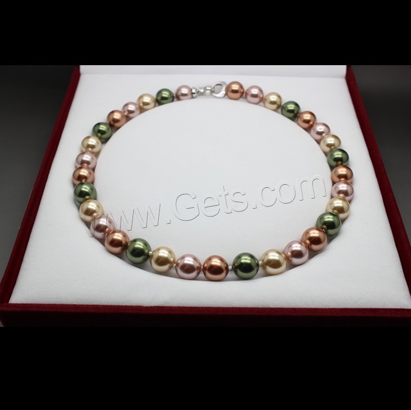 Ожерелье из ракушки Южного моря, южноморская ракушка, латунь раскладывающейся застежкой, Круглая, натуральный, разный размер для выбора, разноцветный, длина:Приблизительно 17.5 дюймовый, продается Strand