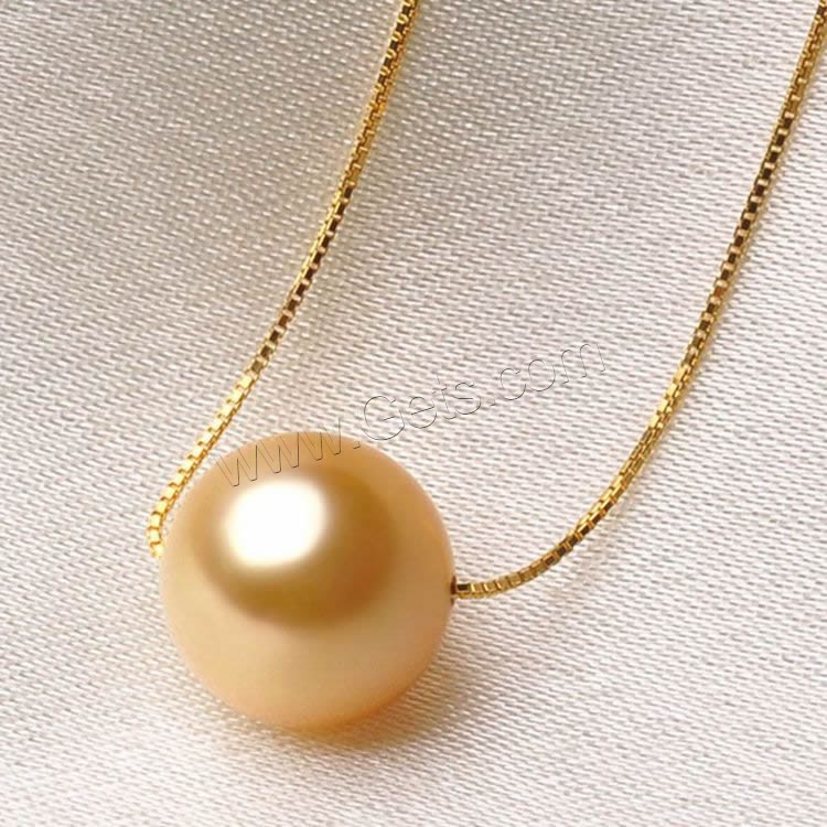 Golden South Sea Pearl Necklace, with Brass, Round, natural, different size for choice & box chain, gold, Length:Approx 17.5 Inch, Sold By Strand