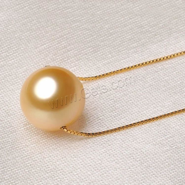Золотой South Sea Pearl Ожерелье, с Латунь, Круглая, натуральный, разный размер для выбора & Цепной ящик, золотой, длина:Приблизительно 17.5 дюймовый, продается Strand