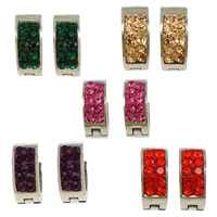 Stainless Steel Huggie Hoop Earring, with Rhinestone Clay Pave, plated, mixed colors 