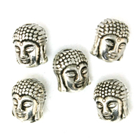 DIY buddhistische Perlen, Zinklegierung, Buddha, antik silberfarben plattiert, 9x11mm, Bohrung:ca. 2mm, verkauft von PC
