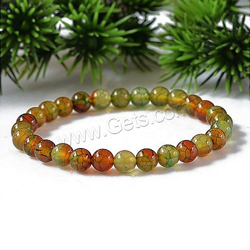 Dragon Veins Agate Bracelets, Round, natural & different size for choice, Length:Approx 7.5 Inch, Sold By Strand