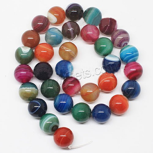 Natürliche Streifen Achat Perlen, rund, verschiedene Größen vorhanden, gemischte Farben, Länge:ca. 15 ZollInch, verkauft von Strang