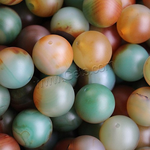 Natürliche Malachit Achat Perlen, rund, verschiedene Größen vorhanden & satiniert, Bohrung:ca. 1-1.2mm, Länge:ca. 15 ZollInch, verkauft von Strang