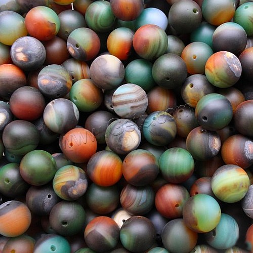Natürliche Malachit Achat Perlen, rund, verschiedene Größen vorhanden & satiniert, Bohrung:ca. 1-1.2mm, Länge:ca. 15 ZollInch, verkauft von Strang