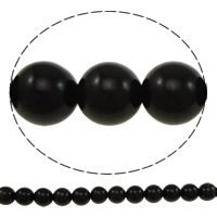 Perles obsidienne noire, Obsidien noir, Rond, normes différentes pour le choix Environ 1mm, Vendu par brin