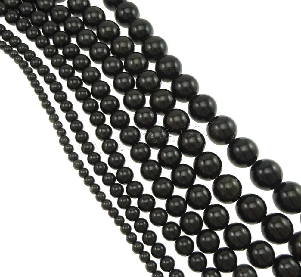 Black Obsidian Beads, Natural Black Obsidian, Round, different size for choice, Hole:Approx 1mm, Sold By Strand