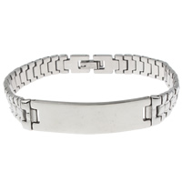 Stainless Steel ID Plate Bracelet, original color Approx 8.5 Inch 