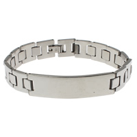 Нержавеющая сталь ID Plate браслет, нержавеющая сталь, оригинальный цвет длина:Приблизительно 8 дюймовый, продается Strand