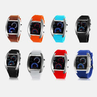 LED Armbanduhr, Silikon, mit Zinklegierung Zifferblatt & Glas, chinesische Bewegung, plattiert, für den Menschen, keine, 20x29mm, Länge:ca. 8.5 ZollInch, verkauft von PC