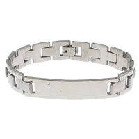Нержавеющая сталь ID Plate браслет, нержавеющая сталь, оригинальный цвет длина:9 дюймовый, продается Strand