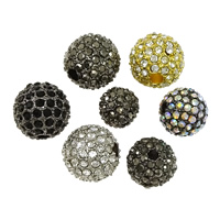 Strass Zinklegierung Perlen, rund, plattiert, verschiedene Größen vorhanden & mit Strass, keine, verkauft von PC