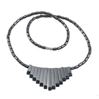 Non- magnetische Hämatit Halskette, Edelstahl Schraubschließe, 4x12-29x3.5mm, Länge:ca. 18.5 ZollInch, verkauft von Strang
