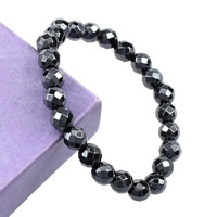 Non Magnetic Hematite Bracelet, Round, faceted, 8mm Approx 7 Inch 