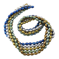 Nicht magnetische Hämatit Perlen, Non- magnetische Hämatit, oval, keine, 8x5.5mm, Bohrung:ca. 1mm, Länge:ca. 16 ZollInch, ca. 52PCs/Strang, verkauft von Strang