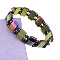 Bracelet hématite non magnétique, Placage coloré Environ 9 pouce, Vendu par brin