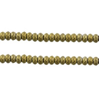 Las Perlas De Hematites Sin Magnético, Hematita no magnética, Toroidal, chapado en color dorado, facetas & mate, 3x6mm, agujero:aproximado 1.2mm, longitud:aproximado 16 Inch, aproximado 112PCs/Sarta, Vendido por Sarta