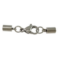 Stainless Steel Lobster Claw Cord Clasp, with end cap, original color  Approx 3mm 