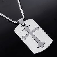 Titanium Steel Pendants, Rectangle, with cross pattern & for man, original color, 23.3mm Approx 