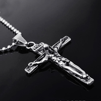 Titanium Steel Pendants, Crucifix Cross, for man & blacken Approx 