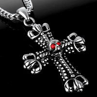 Titanium Steel Pendants, Skull Cross, for man & with rhinestone & blacken Approx 