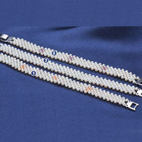 Perlen Armbänder, Natürliche kultivierte Süßwasserperlen, Messing Fold Over Verschluss, Reis, natürlich, keine, 3-4mm, Länge:ca. 7 ZollInch, verkauft von Strang