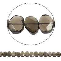 Natürliche graue Quarz Perlen, Grauer Quarz, oval, facettierte, 18x13x6mm-20x16x9mm, Bohrung:ca. 1mm, Länge:ca. 15.7 ZollInch, ca. 27PCs/Strang, verkauft von Strang