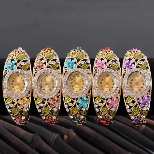 Women Wrist Watch, Zinc Alloy, with Glass, Chinese movement, gold color plated, enamel & with rhinestone 25mm, 7mm Approx 8.6 Inch 