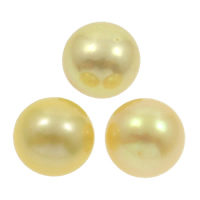 No Hole Cultured Freshwater Pearl Beads, Round, gold, 7-8mm 