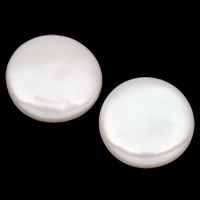 No Hole Cultured Freshwater Pearl Beads, Coin, natural, white, 15-17mm 