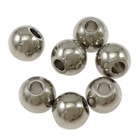 Edelstahl Perlen, 304 Edelstahl, rund, Galvanische Beschichtung, Vollton, originale Farbe, 3mm, Bohrung:ca. 1.2mm, 5000PCs/Tasche, verkauft von Tasche