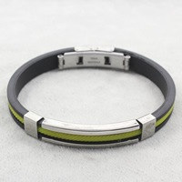 Bracelet en acier inoxydable Silicone, avec silicone Environ 8 pouce, Vendu par brin